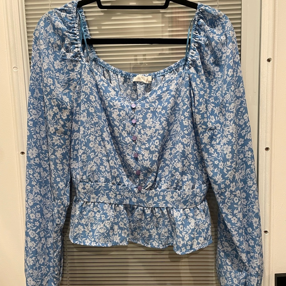Floral Blue Women's Top